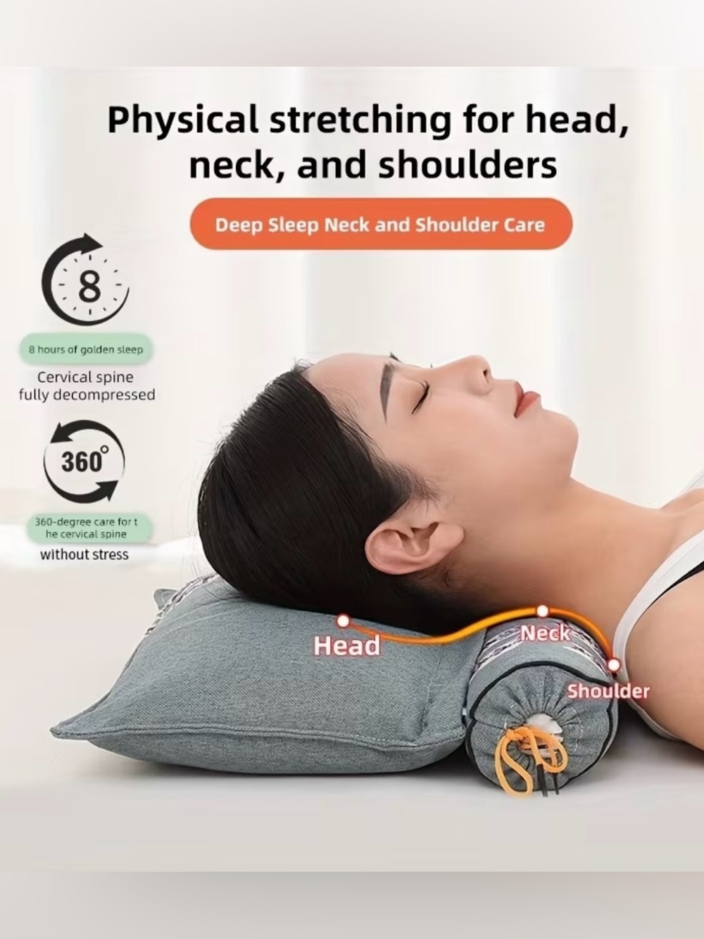 Mugwort Herbal Cervical Pillow 2-in-1 Neck Support + Detachable Bolster NEW